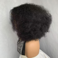 Perruque Afro Kinky Curly en Cheveux Humains et Synthétiques Mélangés 13*4 avec Dentelle Transparente pour Femmes – Cheveux Volumineux en Gros