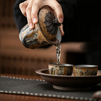 Service à thé Gaiwan en céramique artisanale de style chinois, écologique, avec effet de four, pour le thé Kung Fu, coffret cadeau pour usage professionnel et domestique