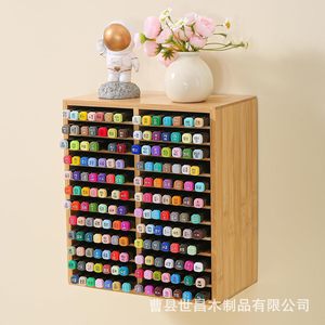 Estante de almacenamiento de escritorio de madera de bambú, organizador de papelería multifuncional de 5 capas para estudiantes, uso en la oficina - Product Image 4