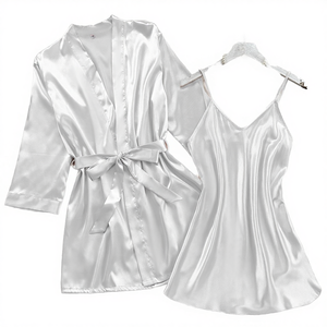 Pigiama Intero in Poliestere Solido Stile Retrò Elegante per Inverno/Primavera/Autunno/Estate, Sexy con Scollo a V e Decorazioni, Asciugatura Rapida - Product Image 4