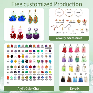 Kustom topi Santa pohon kepala tikus Turki Glitter akrilik personalisasi Natal kancing anting baja nirkarat perhiasan grosir - Product Image 4