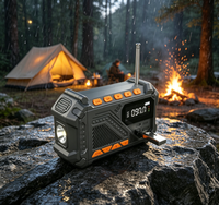 18650 Lithium-Ionen Tragbarer Akku für Zuhause, Hochleistungs-Solar- und Handkurbel-Notfallradio mit FM AM WB für Klettern