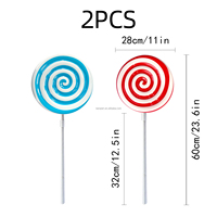 Promotion de Noël : Sucette décorative réaliste en PVC coloré de 35 cm de haute qualité, faite à la main, avec bâton de 45 cm