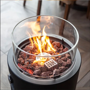 Medium Area Patio Outdoor Propane Butane Gas Steel <strong>Fire</strong> <strong>Pit</strong> with 40000-44999 BTU Heating and <strong>Fire</strong> Glass for Garden Use <strong>Portable</strong> - Product Image 2