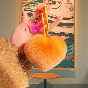 Creative Silicone Rex Rabbit Fur Heart-shaped <b>Chain</b> Keychain Exquisite Schoolbag Pendant Couple Pendant Car <b>Key</b> <b>Chain</b> - Product Image 3
