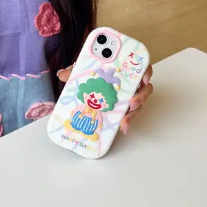 Lucu 3D joker individu tombol kunci casing ponsel untuk iphone 14plus/15plus