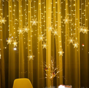 Guirlandes lumineuses LED flocon de neige 3000K, indice de protection IP44, pour intérieur/extérieur, 4x0,6M, pour mariage, fêtes, décoration - Product Image 1