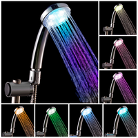 Moderna Cabezal de Ducha LED de Alta Calidad, Autoalimentado, con 7 Colores Cambiantes, Efecto Lluvia, Portátil, con Aumento de Presión y Ahorro de Agua