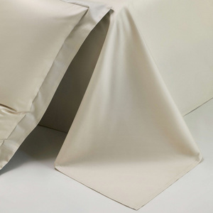 Conjunto de Roupa de Cama em Tecido de Algodão 100% Bege, Lençol Macio, Fronha de Cor Sólida, Atacadista - Product Image 6