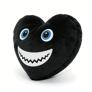 Almohada de peluche personalizada con forma de corazón negro, cojín de corazón sonriente, almohada decorativa de corazón de dibujos animados - Product Image 4