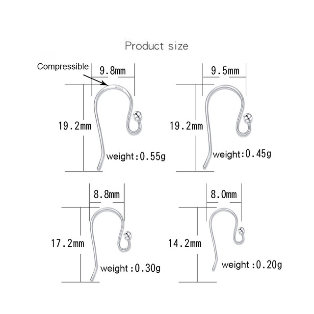Jewelry Accessories Making Wholesale DIY 925 Sterling Silver Findings Earring Hooks