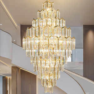 Lampu gantung, tempat lilin besar LED kristal emas bulat dekorasi pernikahan lorong gantung Hotel ruang tamu Modern - Product Image 1