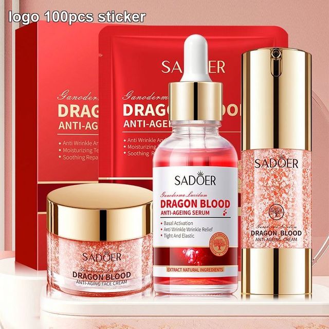 Private label beauty products kit glossy ganoderma anti wrinkle hydrating whitening facial serum face cream skin care set