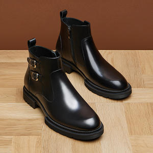 Zapatos Oxford de Vestir para Hombre, Estilo Británico Vintage, Cuero Charol Brillante, Punta Cuadrada Tallada, Zapatos Formales con Aumento de Altura para Boda - Product Image 1