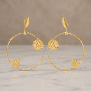 JAIPUR GEMS JEWELRY LARGE 18K GOLD PLATED MANDALA INDIAN ETHNIC TRIBAL STAINLESS STEEL STUD <b>EARRINGS</b> CRYSTAL RHINSTONE for - Product Image 3