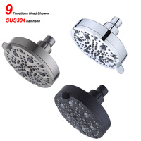 Ensemble de douche pluie encastré OEM personnalisé de 5 pouces, en ABS nickel brossé, certifié CUPC, 1,75 GPM, multifonction, style américain, circulaire
