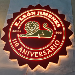 Tùy chỉnh <span class=keywords><strong>3D</strong></span> tường biểu tượng dấu hiệu chữ tròn lightbox thép không gỉ quảng cáo ánh sáng Hộp - Product Image 3