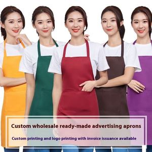 ผ้ากันเปื้อนแบบไม่มีแขน สีพื้น โพลีเอสเตอร์ สำหรับผู้ชายและผู้หญิง เหมาะสำหรับงานโฆษณา งานครัว งานทำความสะอาด พร้อมบริการสกรีนโลโก้ตามสั่ง - Product Image 2
