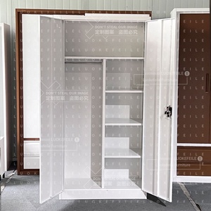 Armoire de chambre personnalisée blanche et noire, armoire à portes battantes en métal à 2 portes, meuble de rangement pour vêtements, penderie en acier coloré pour chambre - Product Image 5