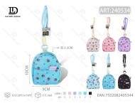 กระเป๋าใส่เหรียญแบบมีซิปขนาดเล็ก ผ้าไม่ทอ ลายจุด ดีไซน์ลายดอกไม้สีฟ้า สำหรับทุกเพศ - Product Image 1