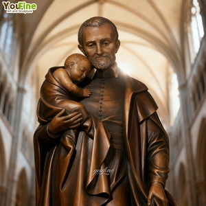 YOUFINE tamaño real Iglesia religiosa decoración fundición latón cobre bronce San Vicente estatua con niño - Product Image 6