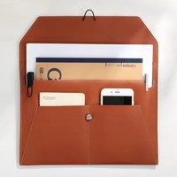Carpeta de archivos A4 de cuero PU con estilo moderno, venta al por mayor, soporte de documentos multiranura impermeable de gran capacidad con hebilla de cuerda elástica