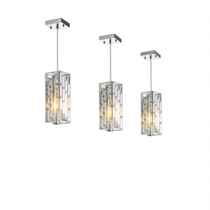 Lampe suspendue moderne en cristal chromé de 4 pouces, design prisme réglable pour salle à manger, salon, îlot - Product Image 1
