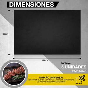 Lot de 5 tapis réutilisables <span class=keywords><strong>pour</strong></span> <span class=keywords><strong>four</strong></span> antiadhésif, protection facile à nettoyer, compatible lave-vaisselle, respectueux des mains, 33x40 cm, accessoires <span class=keywords><strong>pour</strong></span> barbecue - Product Image 4