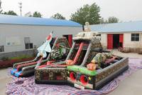 WINUSN Giant Rush, Circuito de Obstáculos Inflable, Circuito de Obstáculos Warcraft con Avión y Tanque