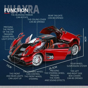 Coche de Metal Fundido a Presión Pagani Huayra, Modelo de Hipercoche a Escala 1:18 con Puertas Abribles, Efectos de Sonido y Luz, Interior Detallado Premium - Product Image 6