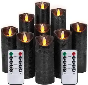 Fabbrica di qualità 9 pezzi funzione di candela a LED funzione di controllo remoto candele a led decorazione vera colonna di cera senza fiamma candele luci