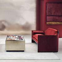 Meubles de luxe personnalisés de Dubaï-Table d'appoint carrée en pierre avec feuille d'or et base en bois massif pour canapé et chaises longues, tables console