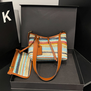 Borsa Tote in materiale PU di fascia alta modello 2025. Tessitura simile alla paglia. Con una cerniera. Può essere trasportato da sling.1032 - Product Image 3