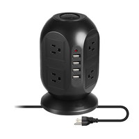Menara Strip daya dengan port USB pelindung lonjakan listrik Outlet daya soket dengan kabel ekstensi