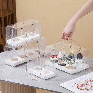 صندوق تعبئة ورقي شفاف للكعك للكعك والحلويات والمعجنات والفطائر <span class=keywords><strong>2</strong></span> 4 6 مجموعات للاستخدام الغذائي - Product Image 4