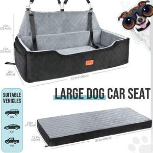 Individuell Anpassbare Haustiersitze für das Auto Großer Hundeautositz für 2 mittelgroße Hunde unter 100 lbs Waschbares Hundebett Abnehmbare Sitzerhöhung für Haustiere - Product Image 2