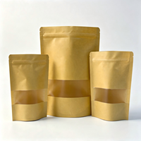 Sacs d'emballage Doypack en papier kraft brun refermables avec fermeture éclair, thermoscellables, pour le stockage alimentaire