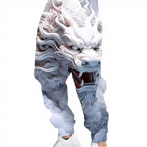 Men's Dragon Print Sweatpants Elastic Waist Lightweight Street Style Breathable Knitted <b>Polyester</b> <b>Joggers</b> Summer Fashion - Product Image 3