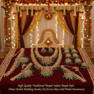 High Quality Traditional Tempal Laxmi Indian Temple Style Ethnic Bridal Wedding Jewelry <b>Set</b> Zircon Alloy <b>Gold</b> Plated Anniversary - Product Image 3