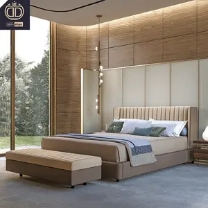 Moderne minimalist ische Möbel umarmen Kopfteil Bett Samt gepolstert vertikal gestreift Umarmung sbett