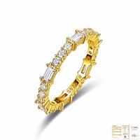 Bague Éternité en Argent S925 avec Moissanite, Sertie de Pierres sur Toute la Ligne, Anneau Fermé Minimaliste, Gemme Créée en Laboratoire Certifiée GRA pour Femme