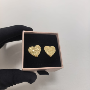 Orecchini a Forma di Cuore in Oro con Stile Irregolare Semplice, Gioielli da Regalo - Product Image 2