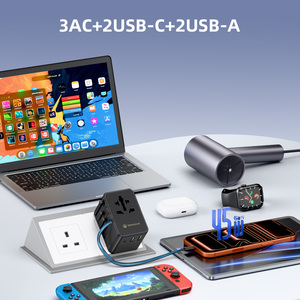 Adaptador de Viaje Internacional Todo en Uno Wontravel de 7 Puertos, 45W, con Cable Integrado de 91CM - Product Image 2