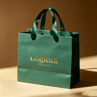 Sacs cadeaux en papier avec poignée pour petites entreprises, sacs en papier épais noir mat personnalisés avec impression de logo