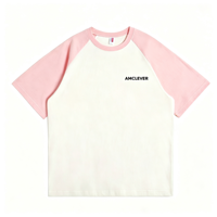 T-shirts pour hommes AMLClever 210 g/m², couleur contrastée unie, unisexe, manches raglan tombantes, impression DTF sur soie, OEM