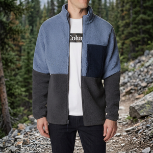 Blouson d'hiver décontracté pour homme, style safari, à capuche, entièrement zippé, en velours côtelé, éco-responsable, coupe oversize, avec poche poitrine et patchwork - Product Image 3
