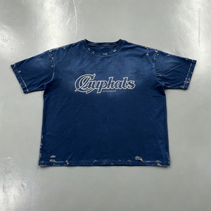 Camiseta <span class=keywords><strong>Vintage</strong></span> 2026 Azul Marino Desgastada con Estampado DTG, Camiseta Holgada con Logotipos, Camiseta Informal de Verano de Algodón Estilo Urbano - Product Image 1