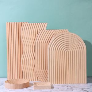 Arcobaleno acqua Ripple legno di faggio vassoio per il tè del pane del pomeriggio tavola di fotografia di cibo oggetti di scena tavola di aromaterapia blocchi di taglio - Product Image 1