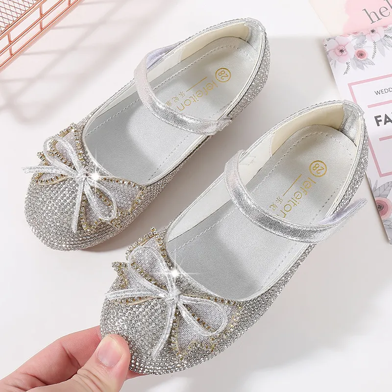 Los ninos usan zapatos zapatos planos abbigliamento per bambini scarpe scarpe basse In scarpe eleganti da principessa fiocco principessa per bambini ragazza