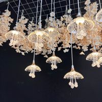 Nouveau lustre LED lumière 10 têtes méduse acrylique transparent lumière de méduse volante pour la décoration de plafond de fête de mariage
